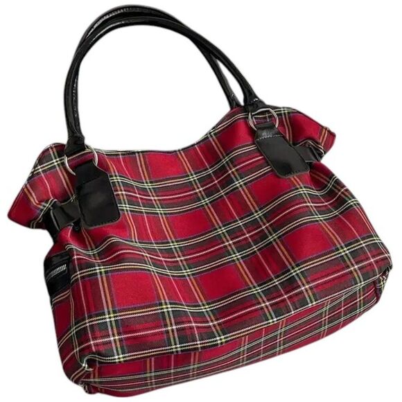 NEW Large Red Plaid Tote Bag - Picture 2 of 7